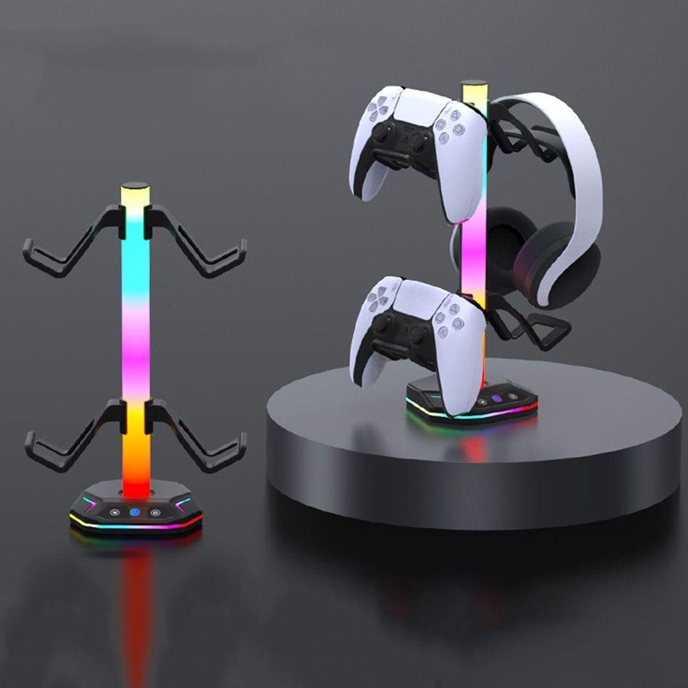 Black RGB Earphone Hanger Dual USB Ports Headphone Bracket Universal Desktop Display Holder  Desk