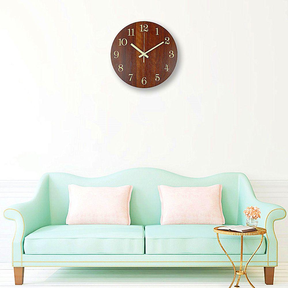 Luminous Wood Wall Clock Wood Rustic Wall Clock Classic Retro Wall Clock For Bedroom