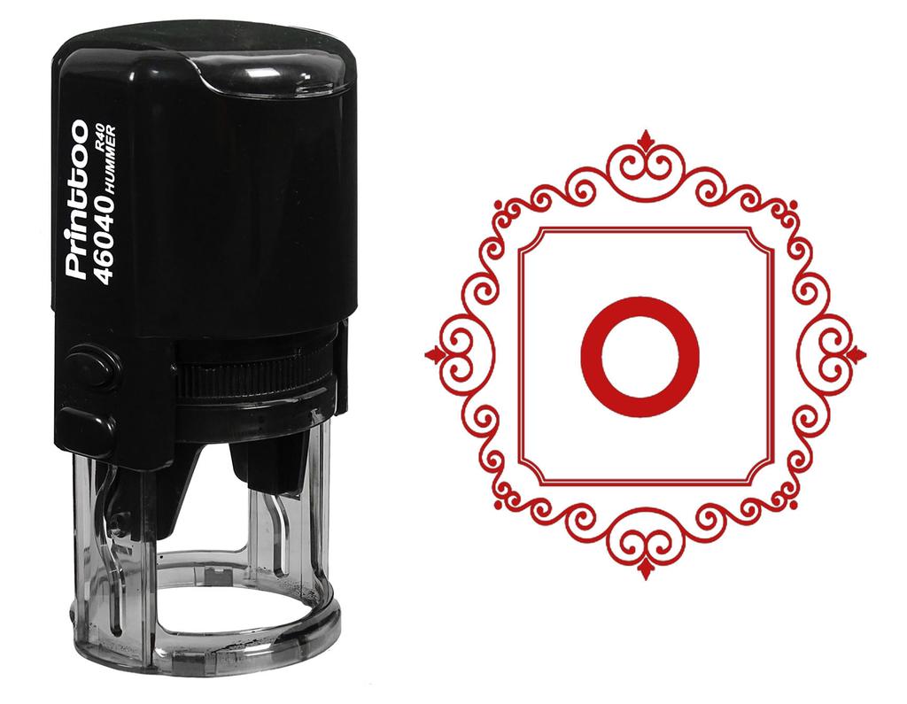 Printtoo O Alphabet Monogram Initial Square Swirl Border Office Stationary R-40 Self Inking Rubber