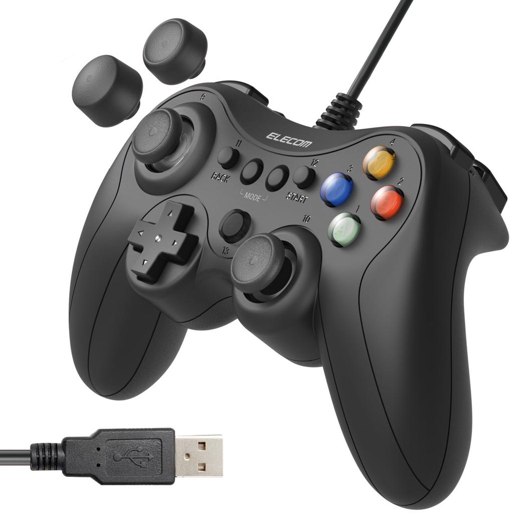 ELECOM Wired Gamepad Xinput layout FPS specifications Mechanical triggers Stick customization support Vibration Black Xbox-style JC-GP30XVBK