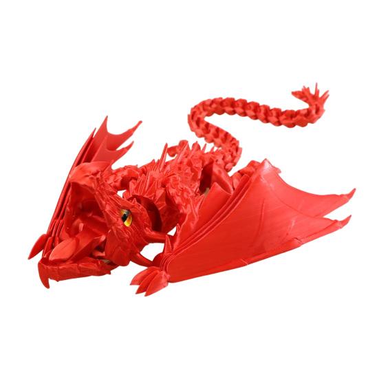 3D Printed Articulated Dragon with Wings Fidget Dragon Toy with Flexible Jaw Winged Dragon Desktop Pet for Home Office Decor Stress Relief