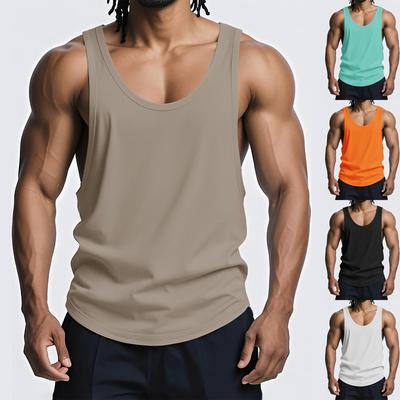 Men's Slim-fitting Casual Semi-open Sleeveless Base Layer, Fitness And Sports Outdoor Vest