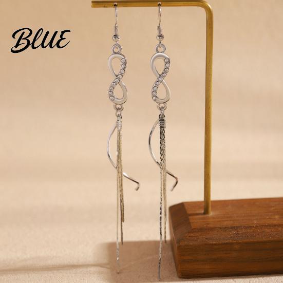 Long Earrings 1 Pair Women Infinity Symbol Tassel Drape Style