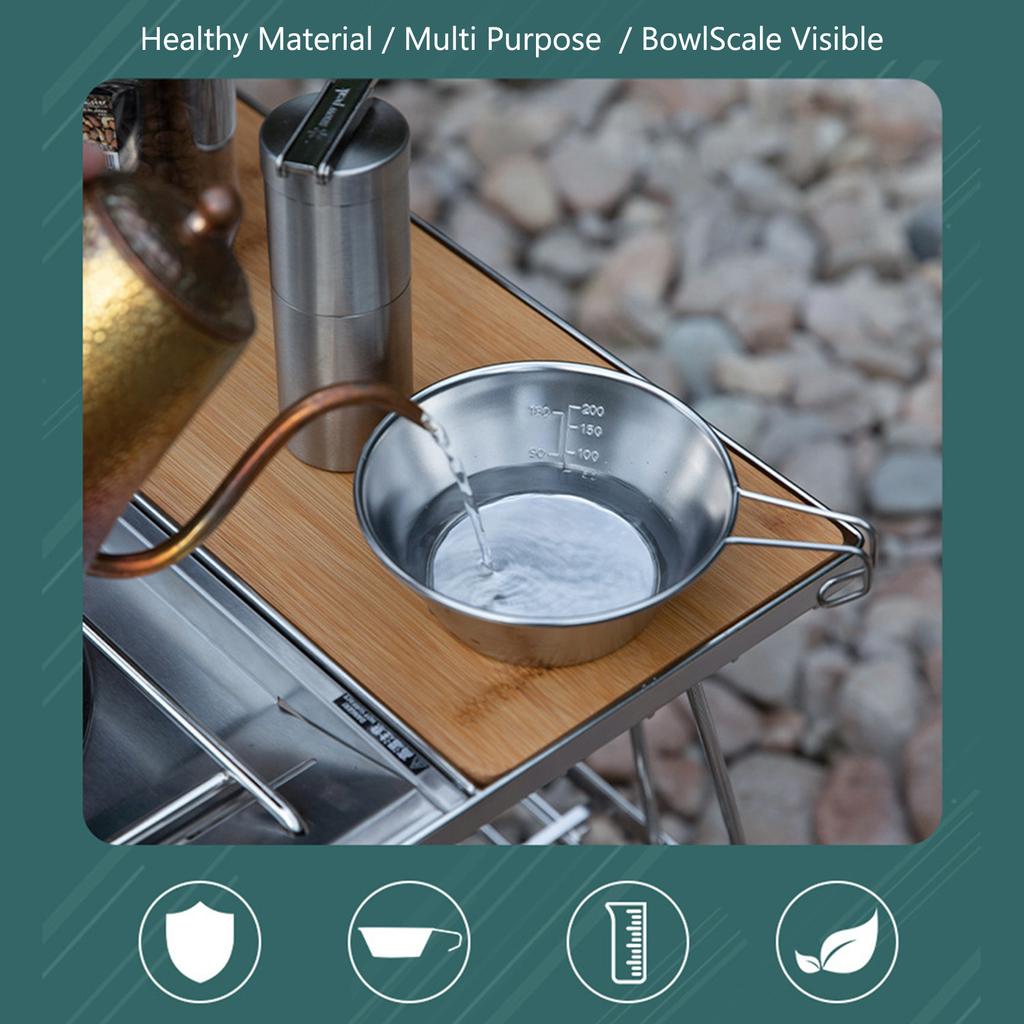 Stainless Steel Camping Sierra Cup Stackable Portable Stainless Steel Sierra Cup with Scale and Handle 310ml