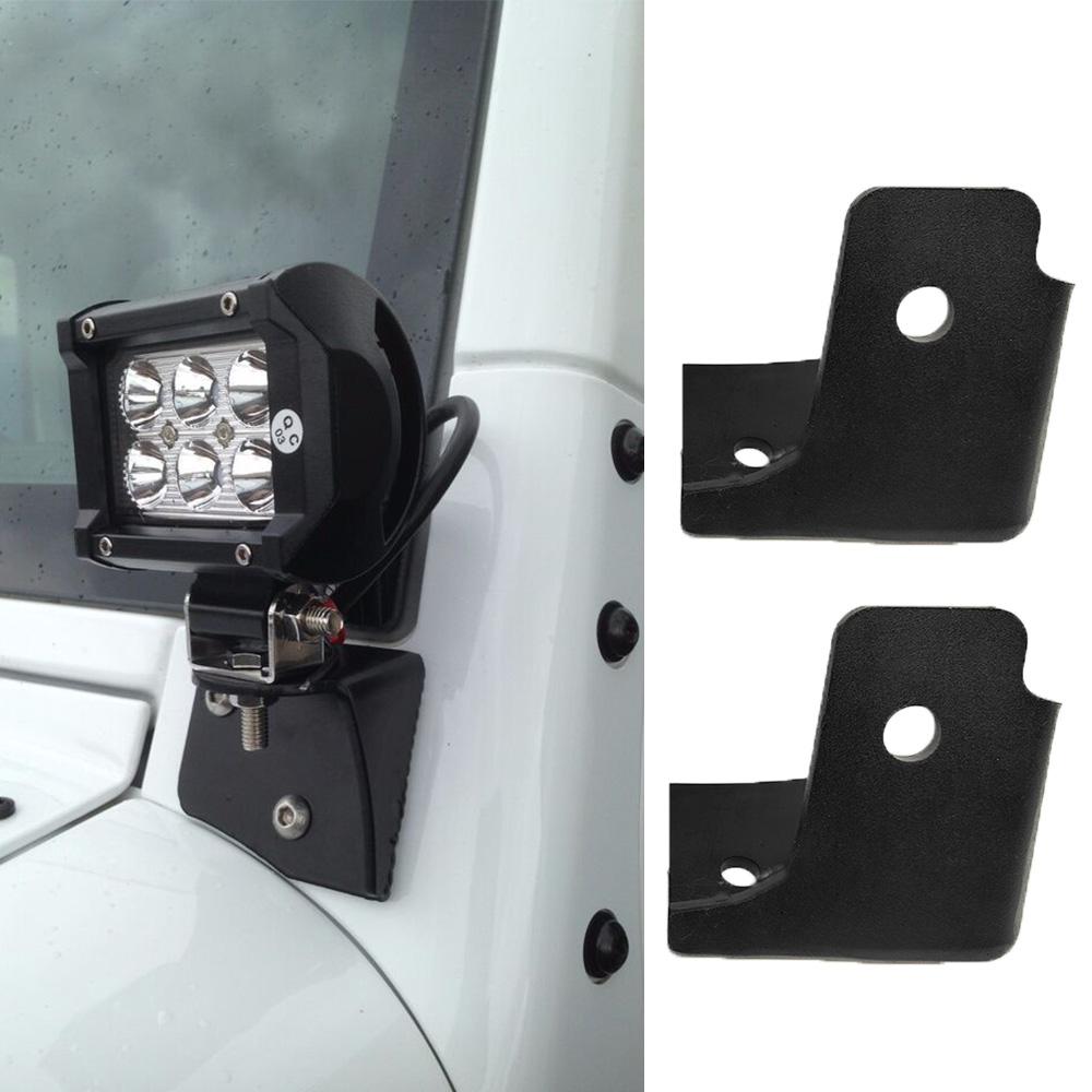 Car Universal LED Work Light A Pillar Hood Mounting Bracket Holder Base for Jeep Wrangler TJ JK 1997-2017 Exterior Parts