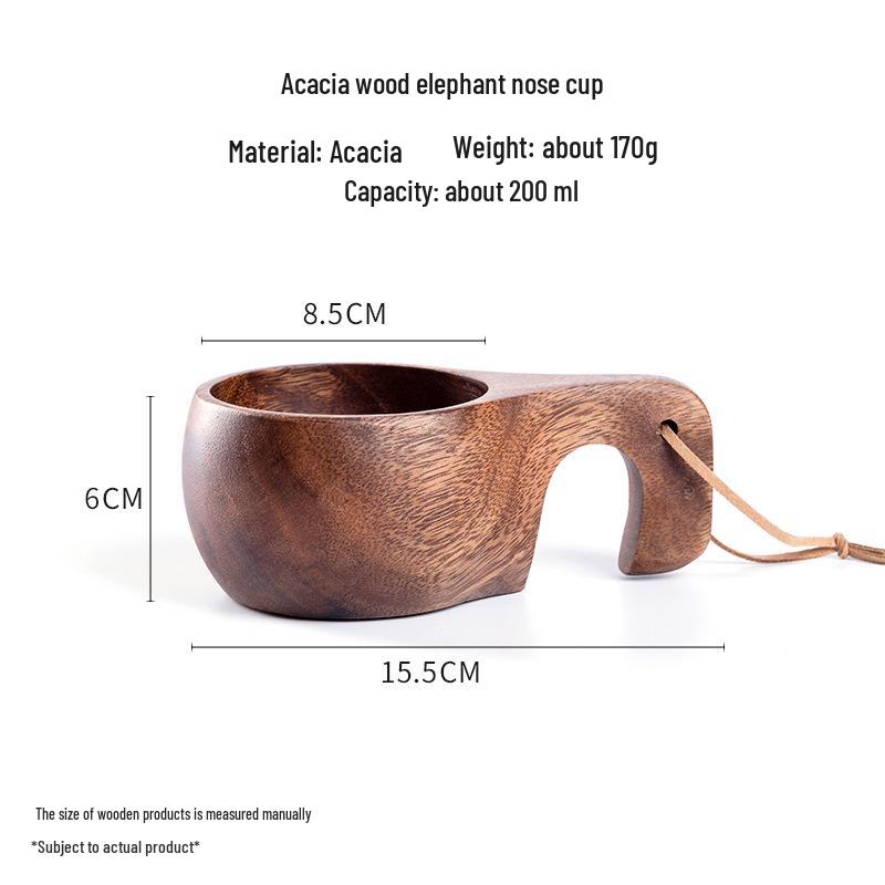 South American Walnut Coffee Cup with Finnish Design and Anti-Scald Acacia Wood Lanyard Handle