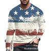 Herren Langarm-T-Shirt mit amerikanischem Flaggen-Print, Stilvolles Lässiges Tägliches Outfit