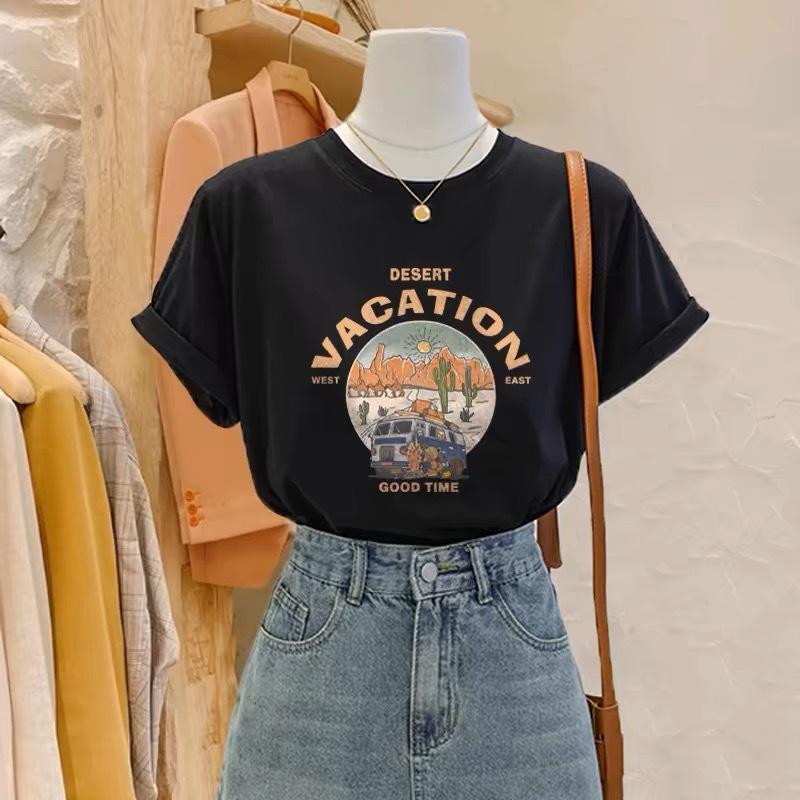 Fashion cotton short-sleeved t-shirt women's 2025 summer new versatile and thin top niche design sense