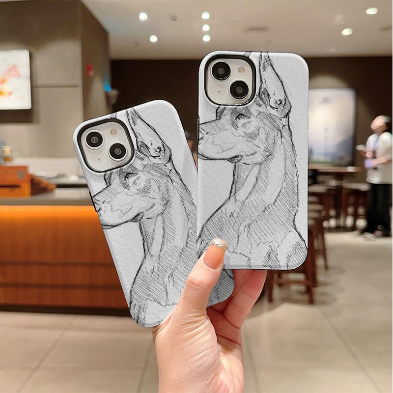 Graceful Minimalist Equestrian Horse Pencil Line Art Sketch Film Aesthetic Protective Shockproof Bumper Case For iPhone 14 15 16 Pro Max Plus