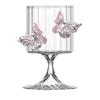 Handcrafted Pink Butterfly Design Glass Cup 250Ml Multipurpose Decorative Jar Drink Cup Great For Office And Home