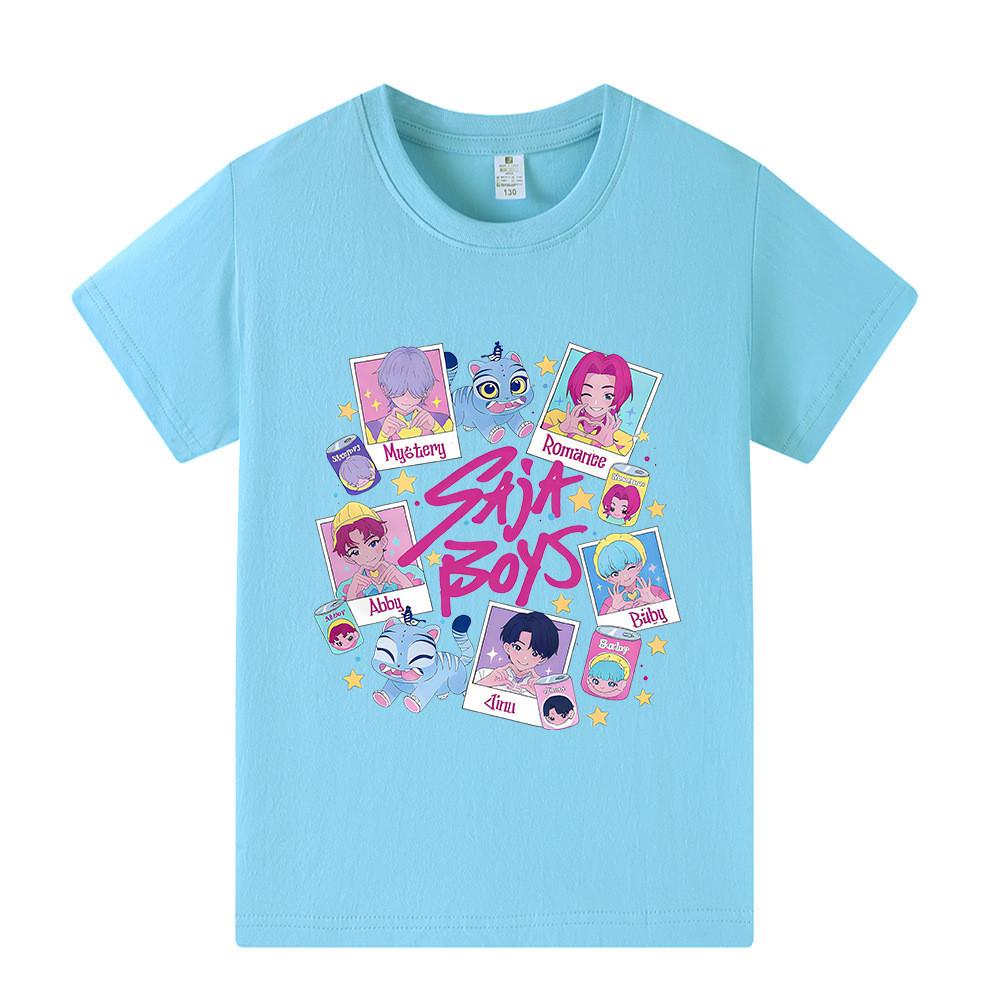 A1206 Kids Boys Girls Sajaboys Kpop Rumi Zoey Mira Print Short Sleeves T-shirt