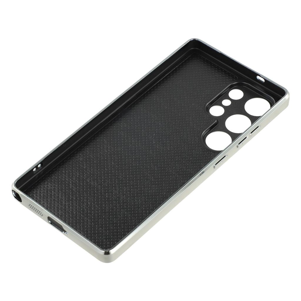 For Samsung Galaxy S23 Ultra Case Electroplated Epoxy Metal Decor TPU + Acrylic Phone Cover Precise Cutouts