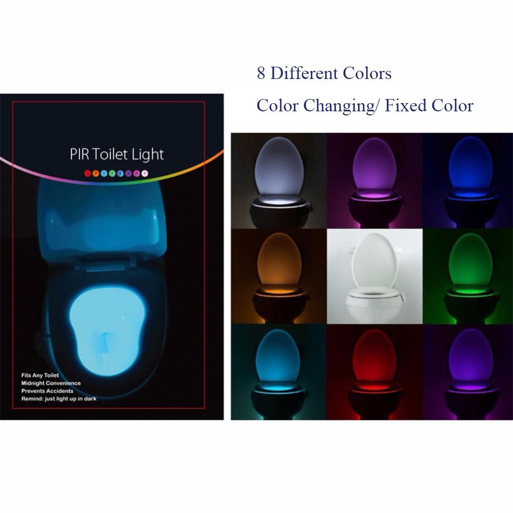 Smart Pir Motion Sensor Wc Seat Night Light 8-Color Waterproof Backlit Backlit Toilet LED Basin Lighting Wc Light