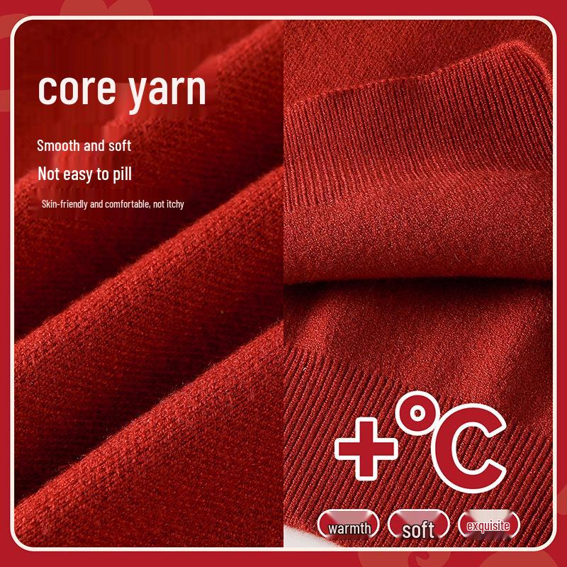 New Year's Red Knit Sweater for Kids - 2026 Winter Fashion Greeting Outfit