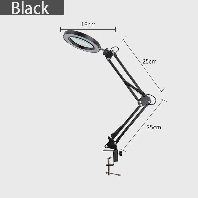 5X Illuminated Magnifier 3 Color Modes Adjustable LED Magnifying Lamp with Clamp for for Repair Craft Close Work Tool