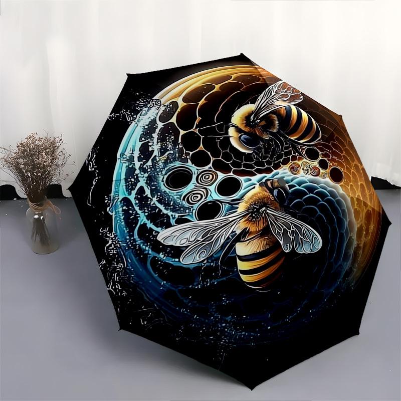 Bee Yin-Yang- Automatic umbrella,Suitable for Men and Women, Outdoor Accessories, Suitable for Birthdays 1015b