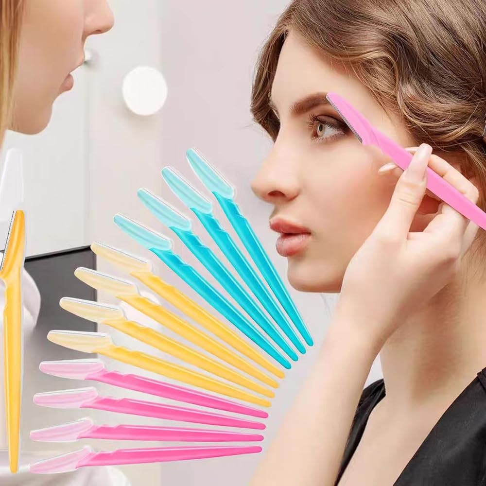 Premium Facial Razor Set for Sensitive Eyebrow and Fine with for and Large Mixed with Storage Jar 30-pack Skin, Shaving, Details, Guards, Women,