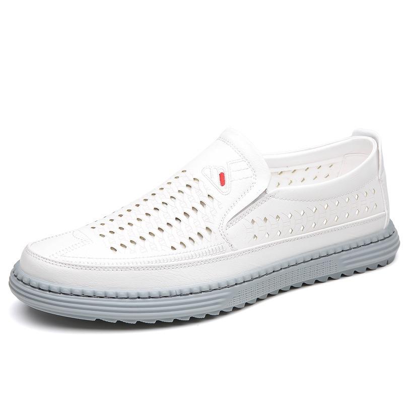 Módní letní módní duté kožené pánské mokasíny, značkové nové outdoorové sportovní pánské sandály, ležérní platforma, pánské společenské boty