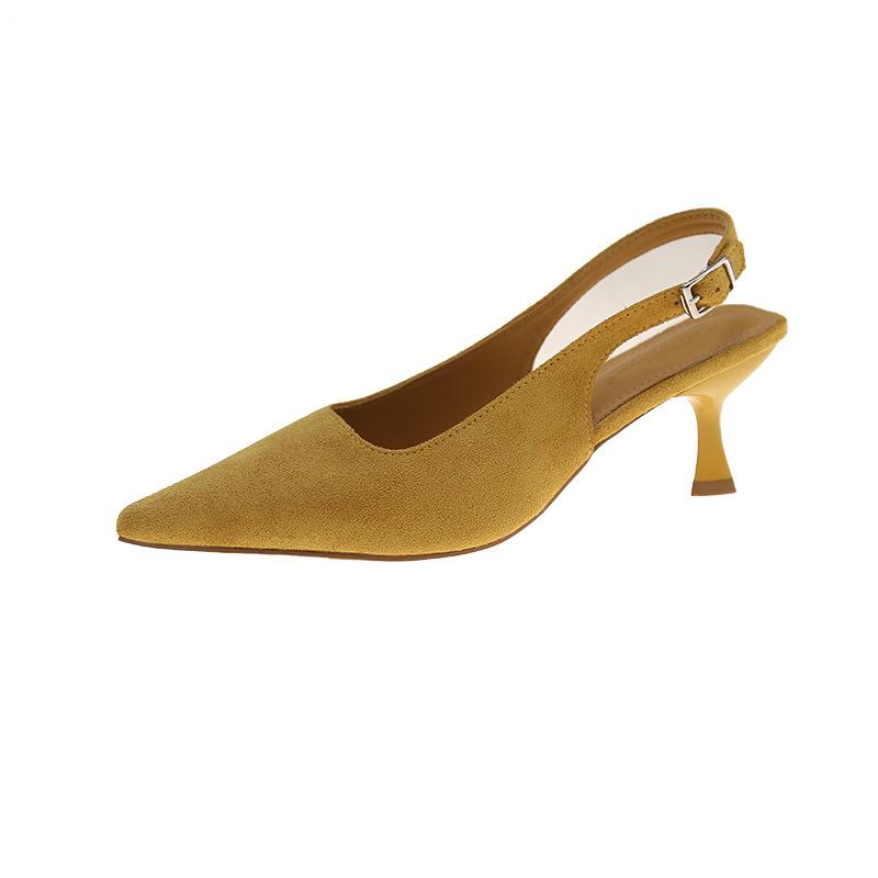Pointed high-heeled sandals women's 2025 spring new fashionable versatile bag head empty one-word buckle strap thin heel cool single shoes