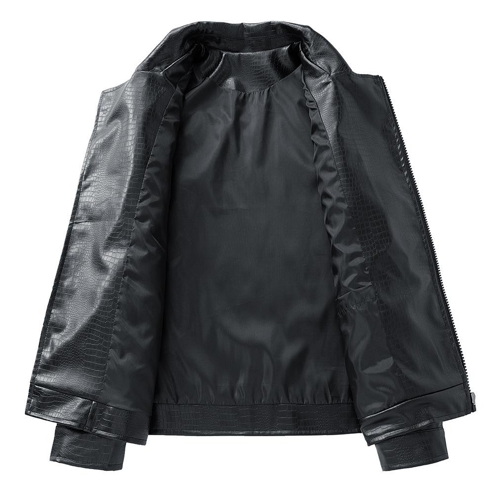 New Winter Simple and Fashionable Lapel Button Jacket Casual Leather Jacket for Men