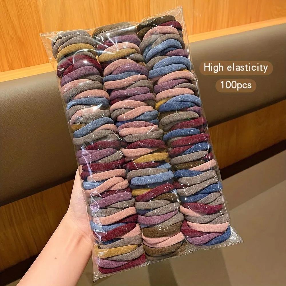 100PCS Elastic Hair Ties, Seamless Hair Bands for Women and Girls, Soft Ponytail Holders 100pcs разноцветный