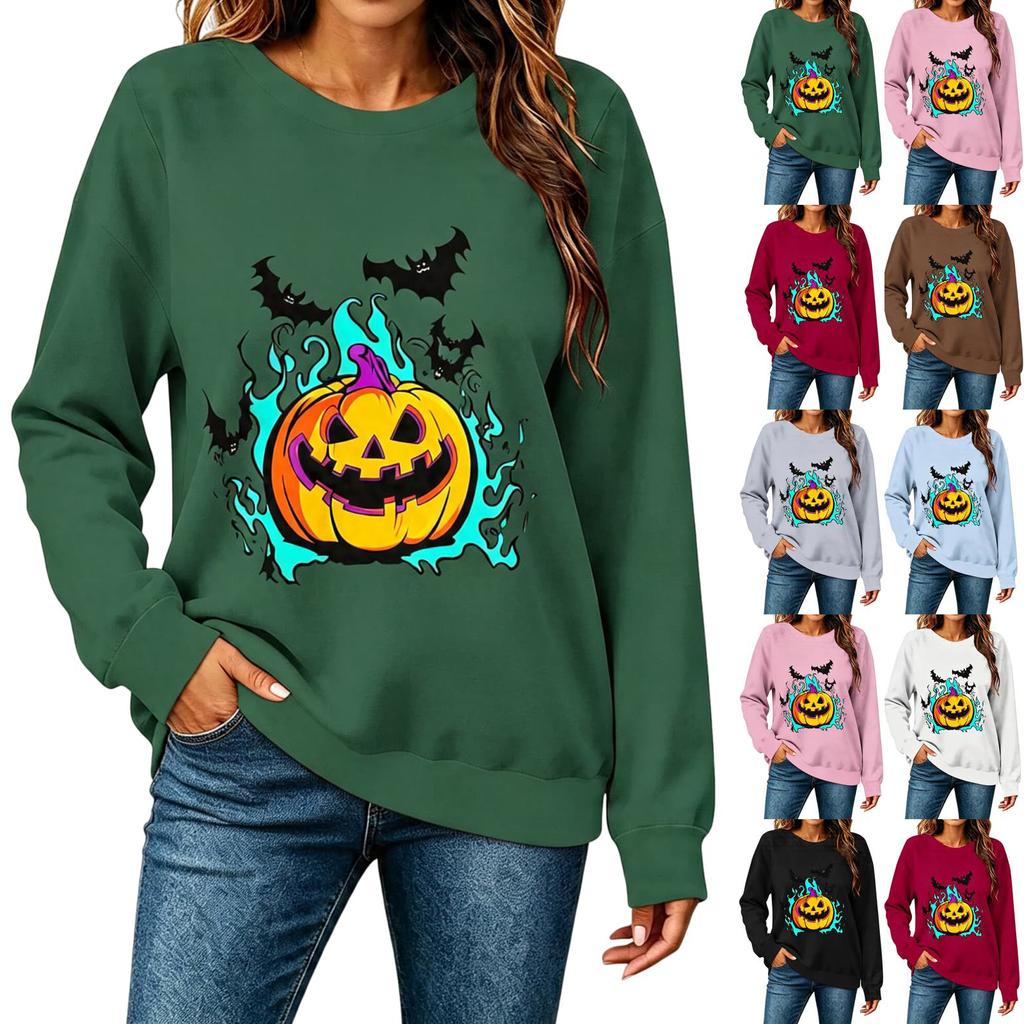 Women's Fashionable and Casual Halloween Print Pullover Hoodie