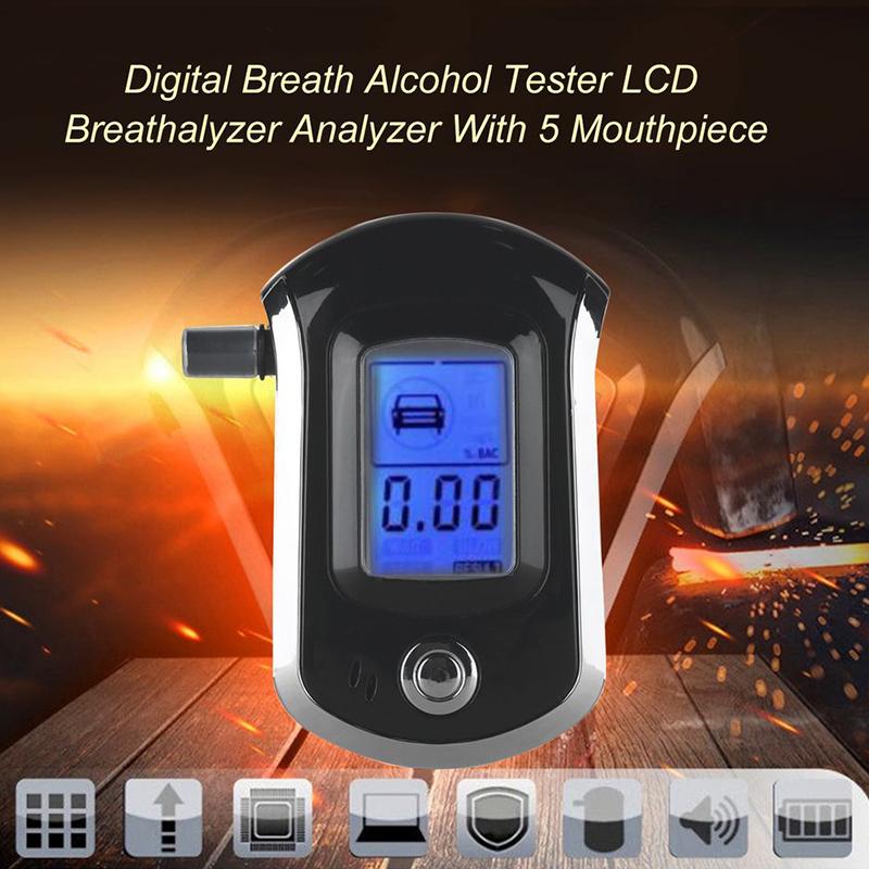 Digital Alcohol Breath Tester LCD Breathalyzer Analyzer Detector Black Without Battery