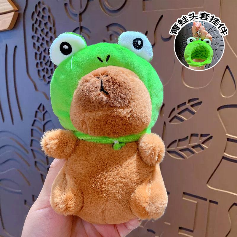 Cartoon Kapibara Doll Plush Capybara Head Cover Keychain Cute Bag Pendant Car Key Chain