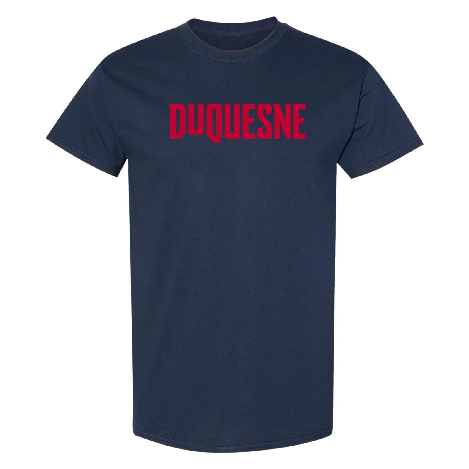 Duquesne University Dukes Basic Block - NCAA SPORTS Team T-Shirt - Navy XL