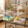 Transparente 2-in-1 Papageien-Badebadewanne mit Schublade Vogelkäfig-Futterspender Ausziehbarer Wellensittich-Badebadewanne Garten