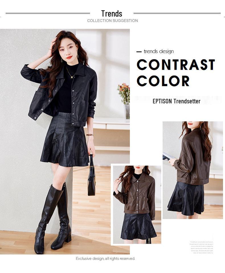 2025 Herbst/Winter Damen Trendige Kurze Schafslederjacke