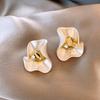 Monet garden oil painting style love flower pearl earrings fashion temperament stud earrings French sweet small fresh earrings