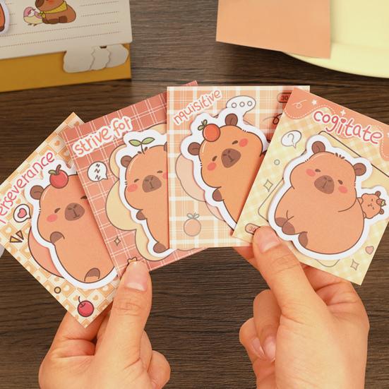 4 Pack Capybara Sticky Notepads, 30 Sheets Cute Self Sticky Notepads, Cartoon Animal Memo Pads, Adhesive Notes for Office School Students Party Favors