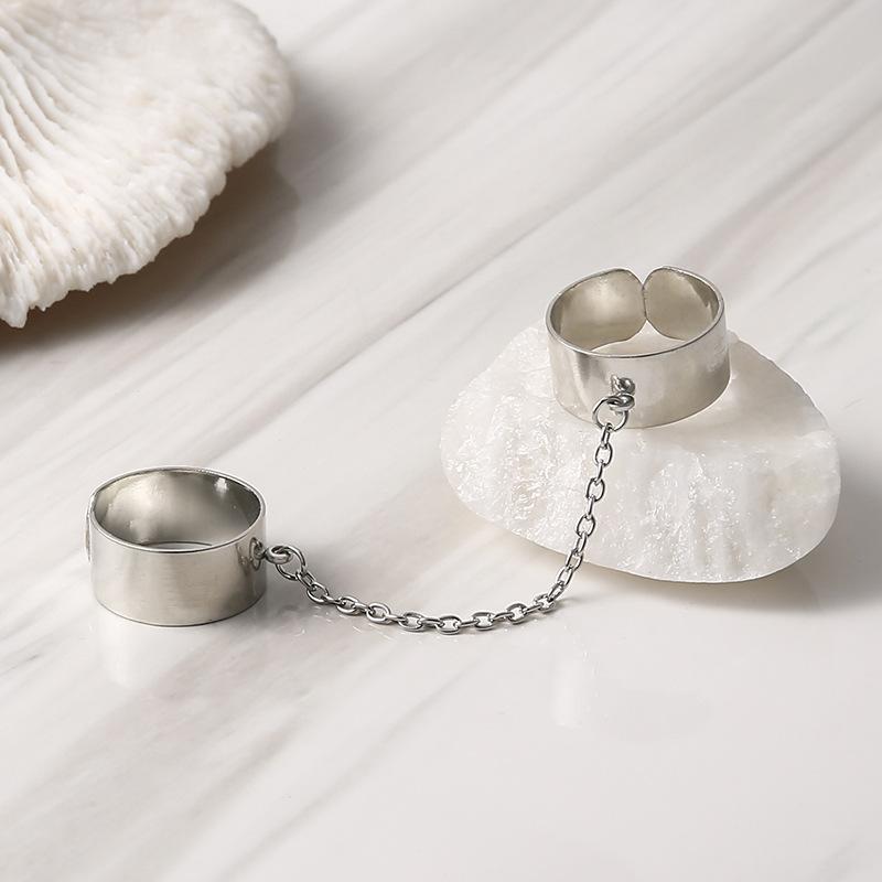 Partner Reťaz Dva prsty Jednodielny prsteň Kreatívny Ins pocit Otvorený prsteň Prsteň