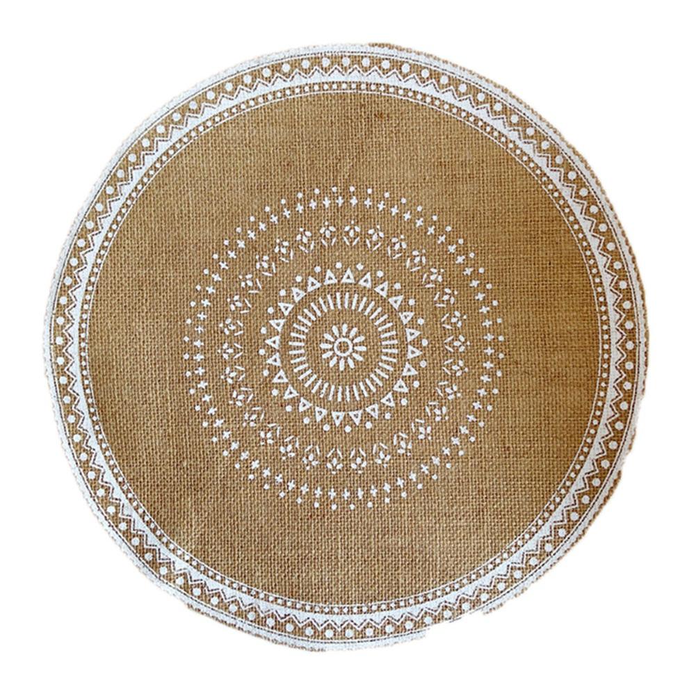 Round Placemat Cotton Place Mats Heat Resistant Anti-Slip Rustic Cloth Table Mats with Tassels for Dining Table Decorations