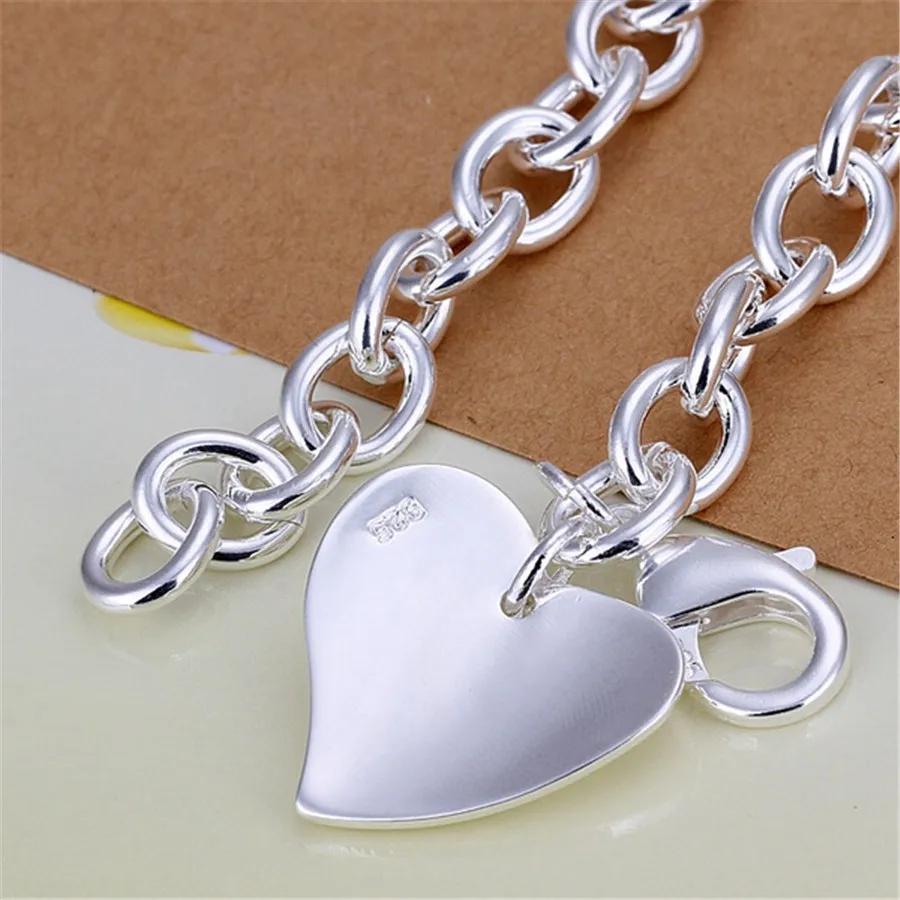 925 Silver Exquisite Double Heart Pendant Bracelets Charms Wedding High Quality Fashion Jewelry Christmas Gifts