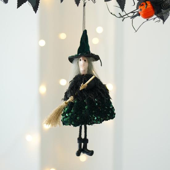 Halloween Witch Hanging Decoration Flying Witches Doll Spooky Witch Figurine Garden Yard Haunted House Decor