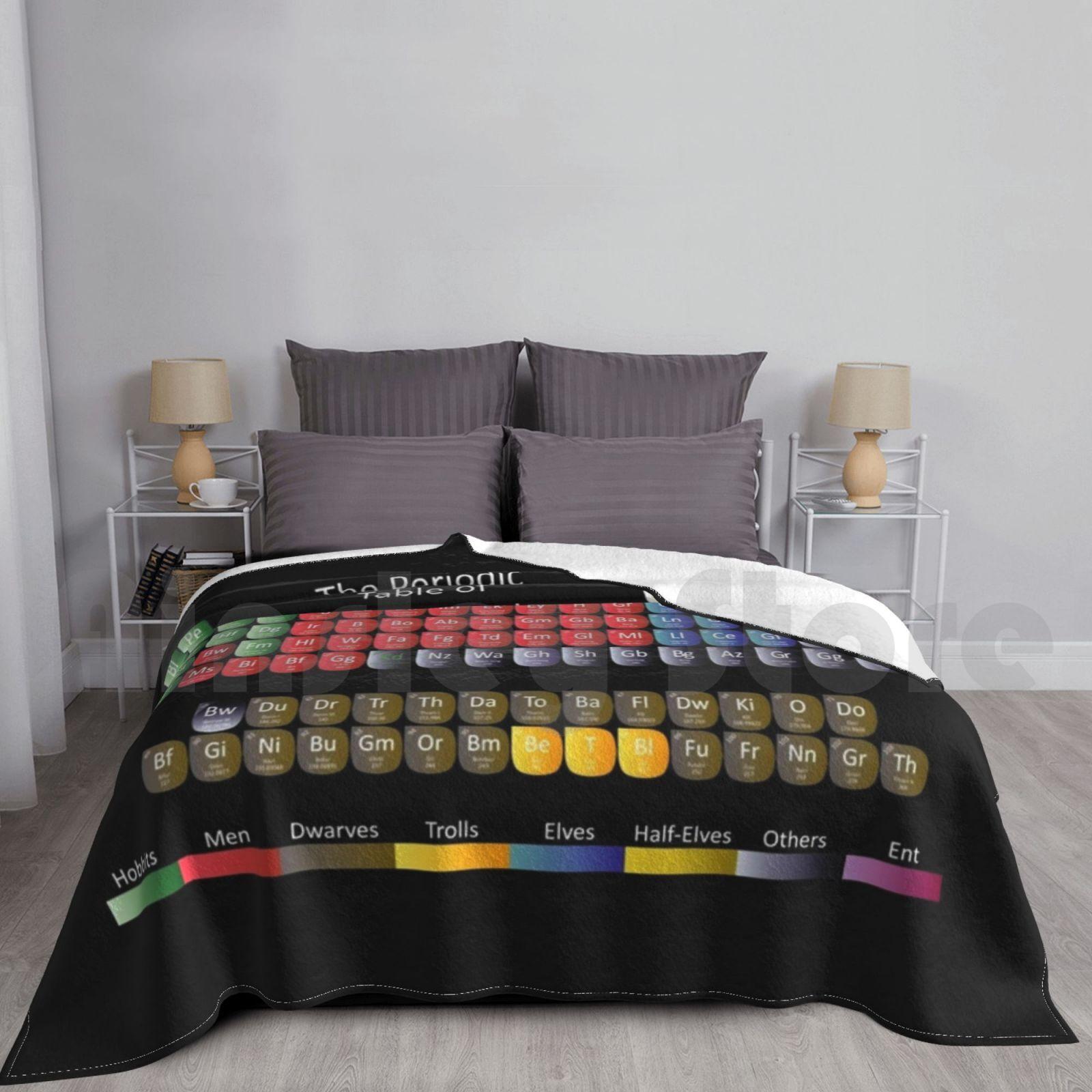 Periodic Table Of Middle Earth Blanket For Sofa Bed Travel Fantasy Tolkien Sauron Middle Earth One Ring Rings Of Size: 75*100cm, Weight: 230 GSM
