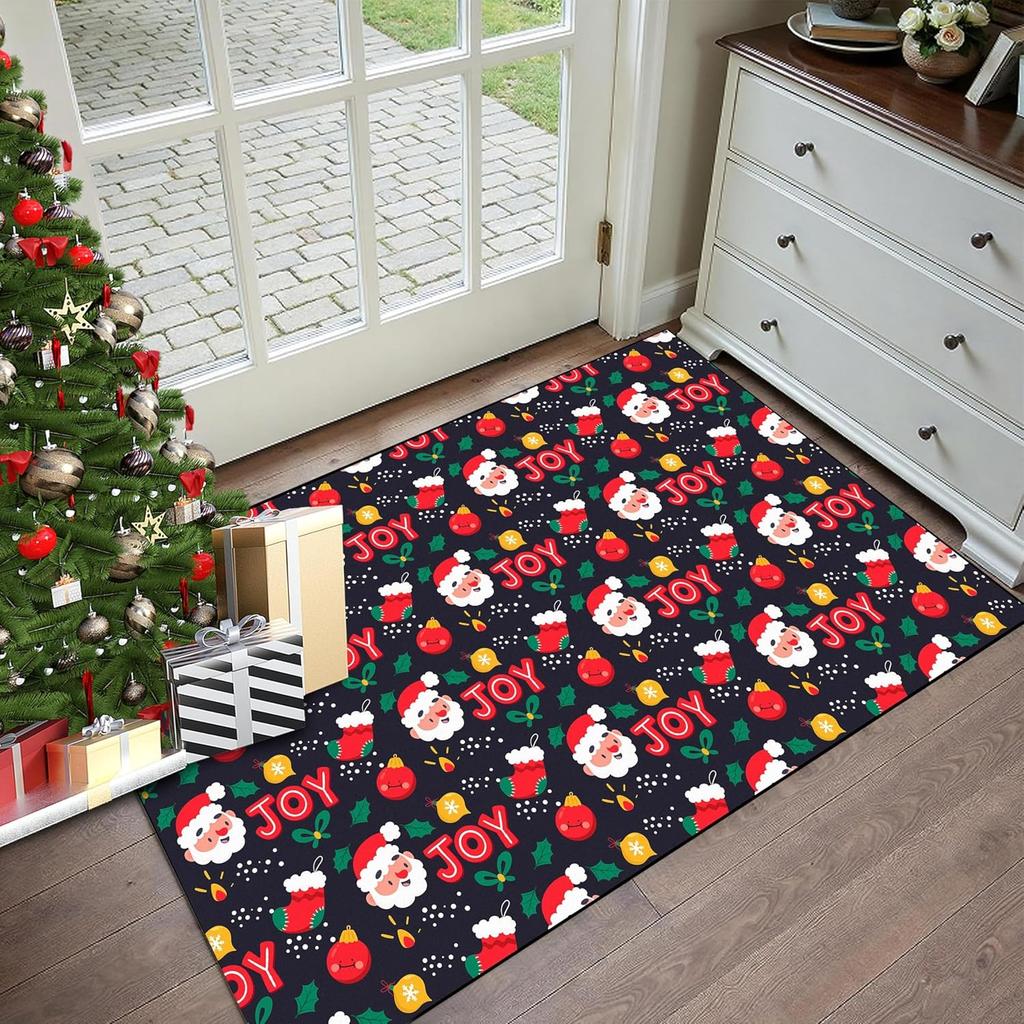 Christmas Rug Red Snowflake Area Rugs Washable for Kids Girls Women Floral Snowflake Carpet for Living Room Bedroom Nursery