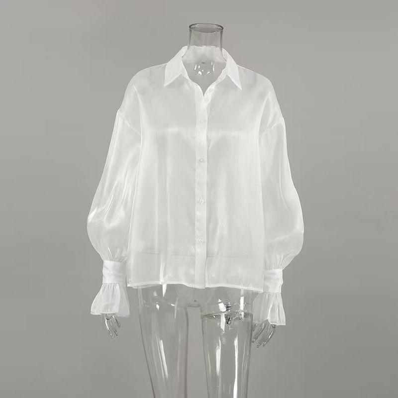 

Европейская и американская новая свободная сексуальная сетчатая блузка с длинным рукавом, топ, сексуальная сетчатая блузка White M