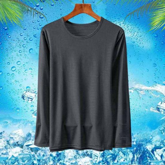 T-shirt da Uomo a Maniche Lunghe in Rete Traspirante Rinfrescante Vestibilità Larga Estiva T-shirt Protezione Solare per Sport Vacanza Strada