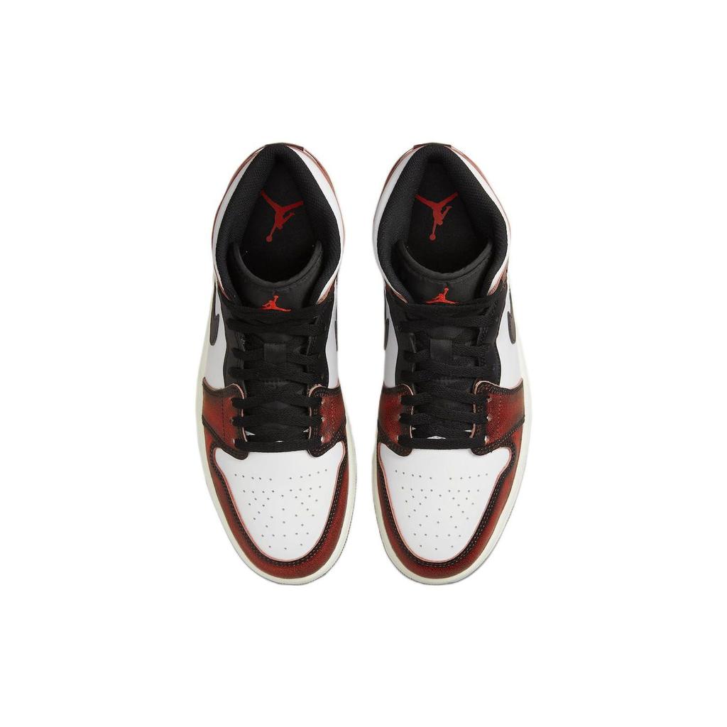 Air Jordan 1 Mid SE Wear-Away Men Sneakers White Black Sail DV9565-006