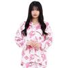 SAZAC My Melody Shirt Long Sleeve and Pants Stylish Frame My Melody Pajamas, Micro-Fur Fleece, Women's, Set, Loungewear, (Pink/L/SAN1742)