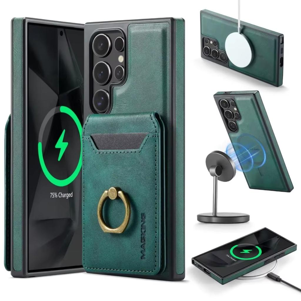 2-in-1 Magnetic Detachable Leather Case for Samsung Galaxy S26 S24 Plus S25 Edge S23 Ultra with Card Holder Ring Phone Wallet