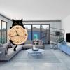 Wall Clock Cat Quiet Non Ticking Decorative Iron Wire Hanging Storage Basket Sturdy MDF Construction