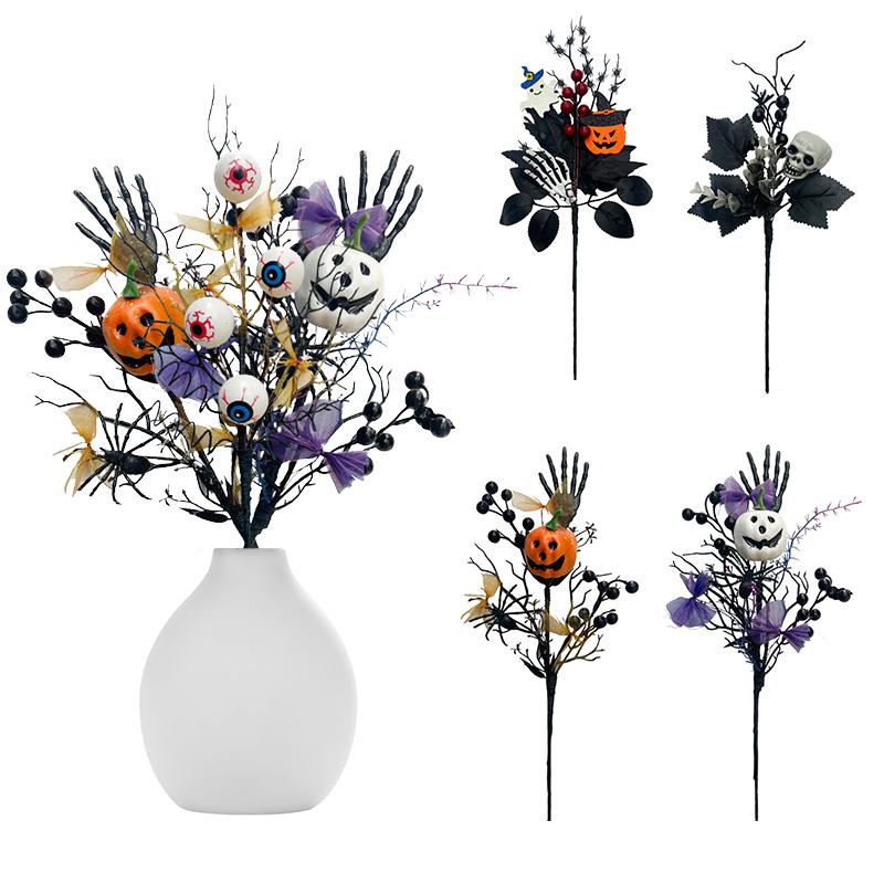 1PC Maple Leaf Arrangement Bookcase Decor With Pumpkin and Maple Leaves Home Artificial Black Tree Desktop Vase Filler Party