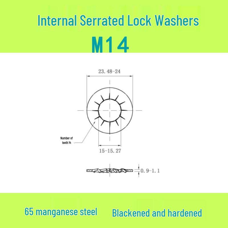 M3-M30 Blackened 65 Manganese Steel Multi-Tooth Inner Lock Washer (GB861.2)