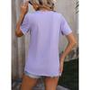 Summer Women's Round Neck Wheat Ear Top Fashion Short Sleeved Button T-shirt