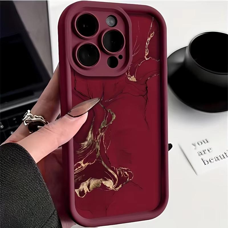 Premium Marble Texture Illustration Phone Case for iPhone 17 16 15 14 13 12 11 Series Pro Max Plus Double Layer Protection