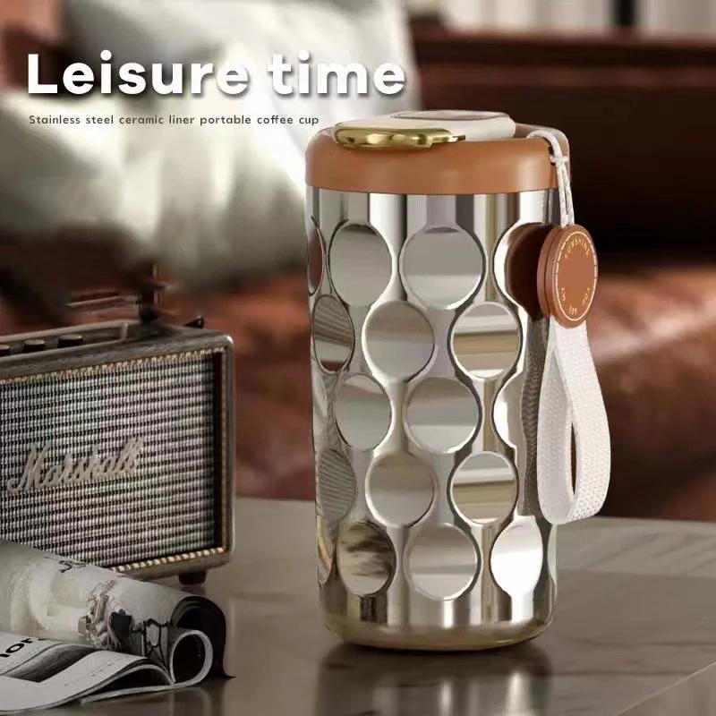 410 ml termoska Teplota displeje 316 Nerezový vakuový šálek Kancelářský šálek na kávu Obchodní přenosný termohrnek